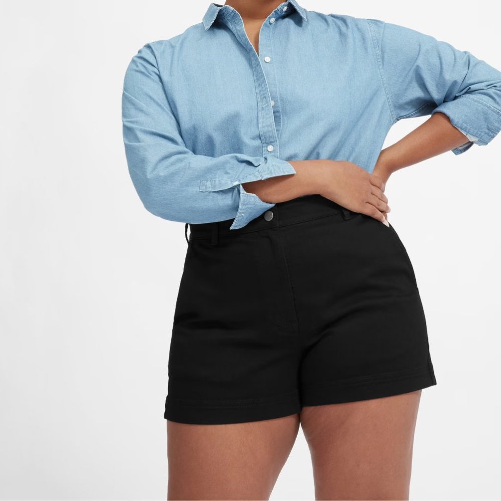 Everlane The Cotton Twill High-Waisted Black Shorts Sz 8